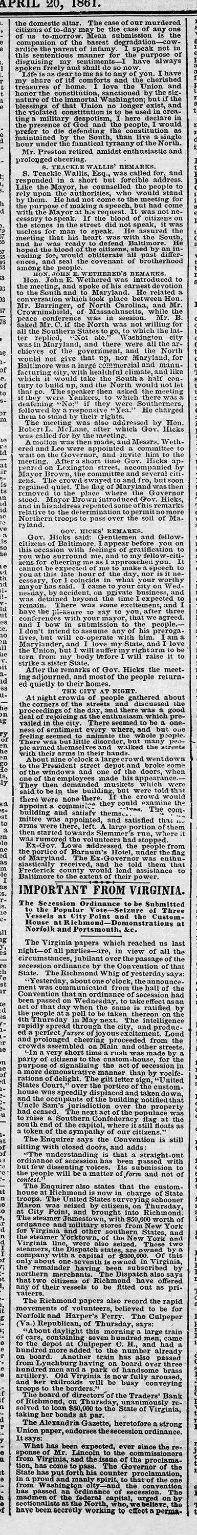 The Baltimore Sun Sat Apr 20 1861 572