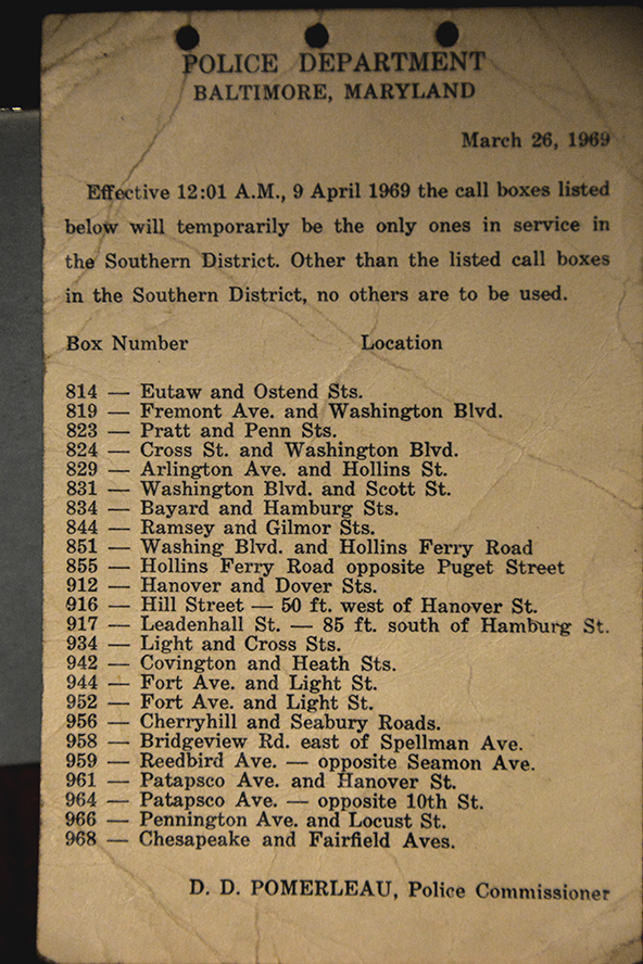 Call Box number locations lookouts SD 1969 72