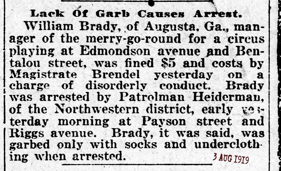 1919 The Baltimore Sun Sun Aug 3 1919 JH 72